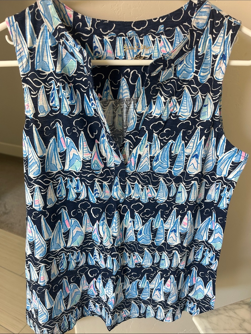 Lilly Pulitzer Navy One-Piece with Blue Sailboat Print